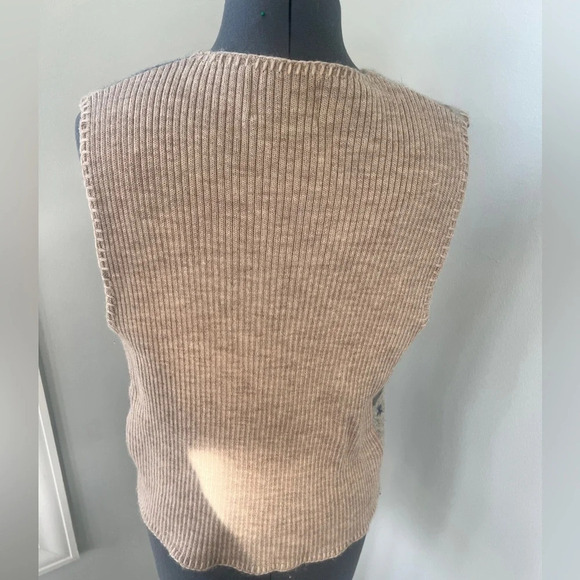 Woolrich Vintage Sz M  100% Wool Zip Snowflake Winter Patchwork Sweater Vest - Picture 11 of 16